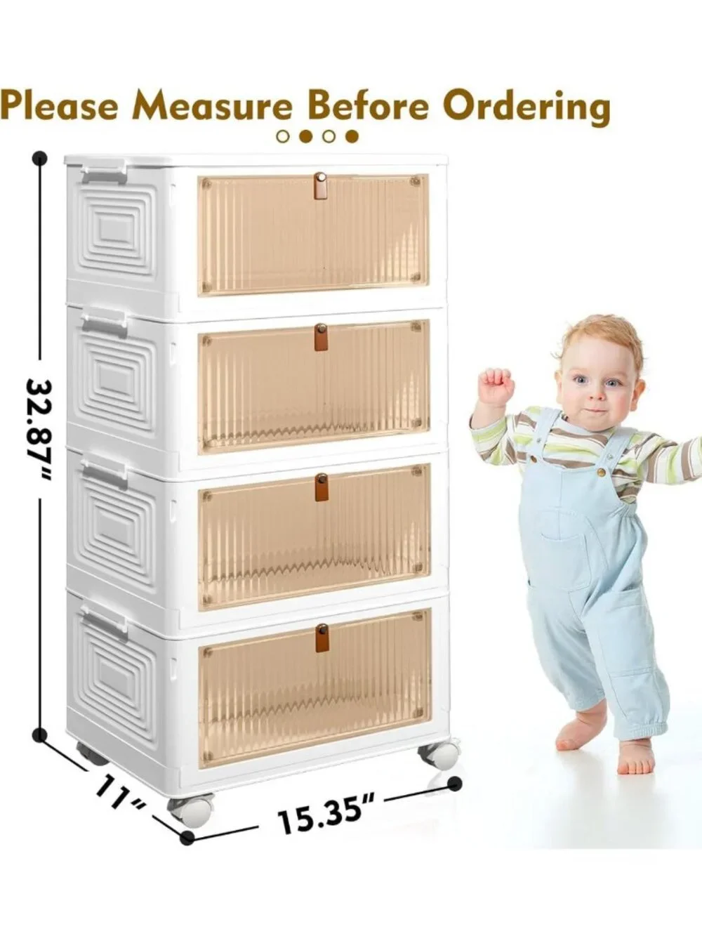 Stackable 4-Tier Plastic Storage Bins with Lids - 23QT Organizing Solution